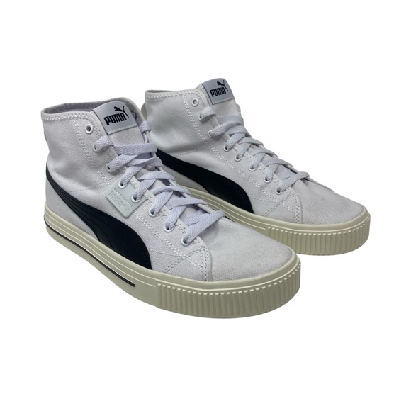 Puma Ever Mid Lace Up Canvas Casual Shoes Sneakers Men’s Size 7 White Black NWOB - Picture 1 of 10